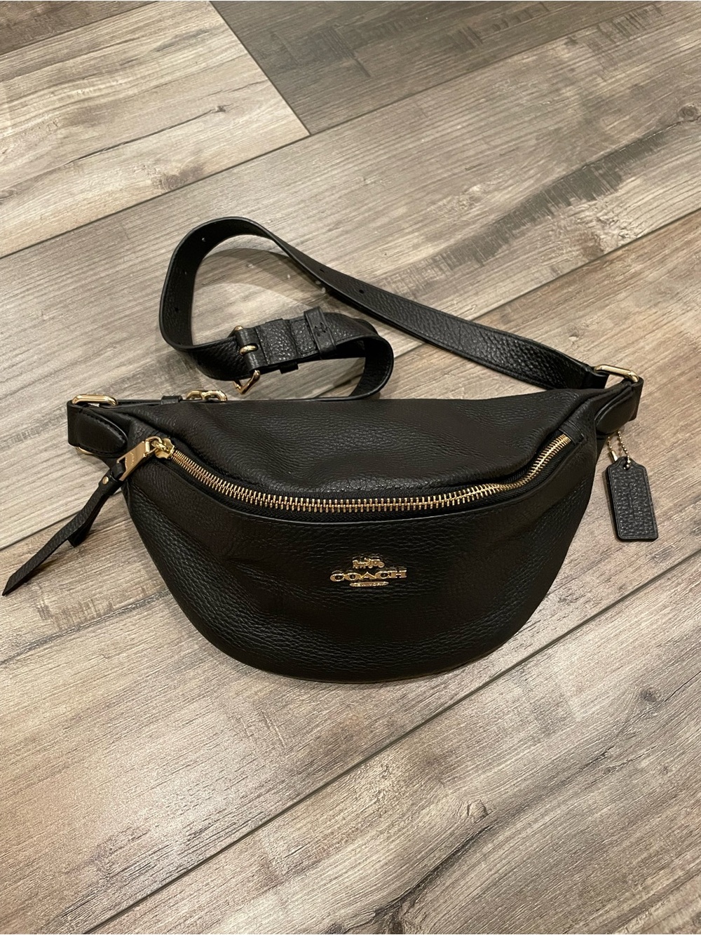 Coach Belt Bag Black Pebbled Leather